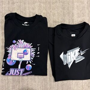 Nike Black Short Sleeve Tees with Graphic Designs